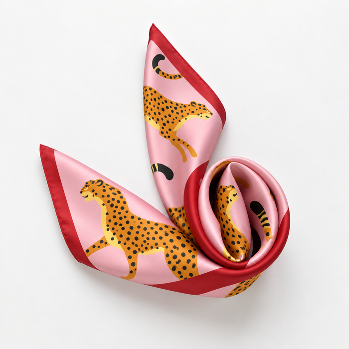 Pink Safari Satin Scarf
