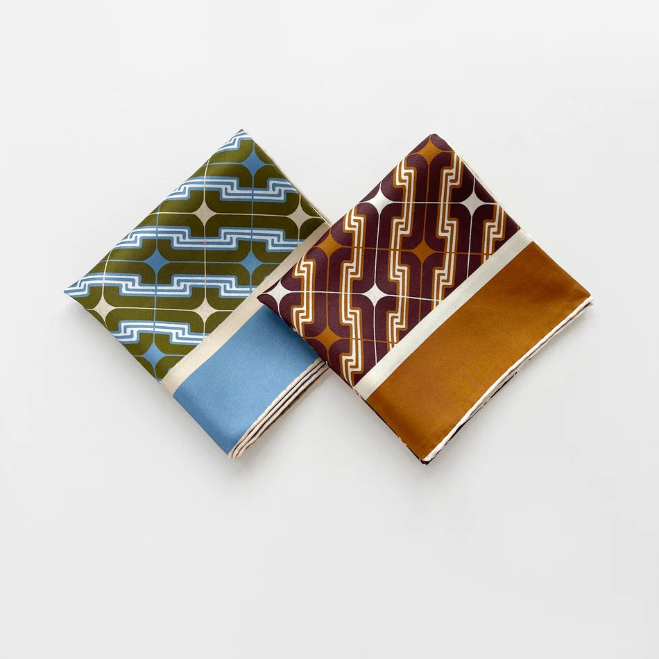 Retro Geometric Silk Scarf - 65cm Men's Neckerchief