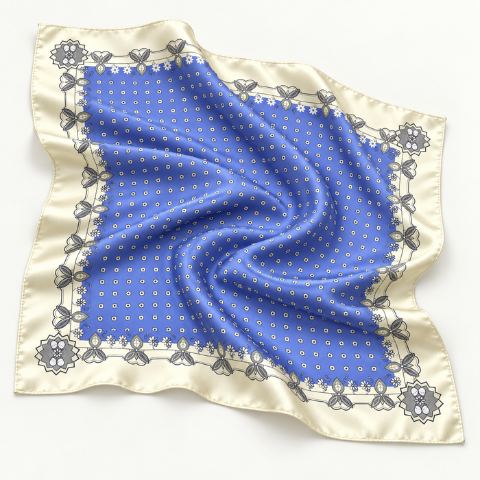 Blue Blossom Satin Scarf