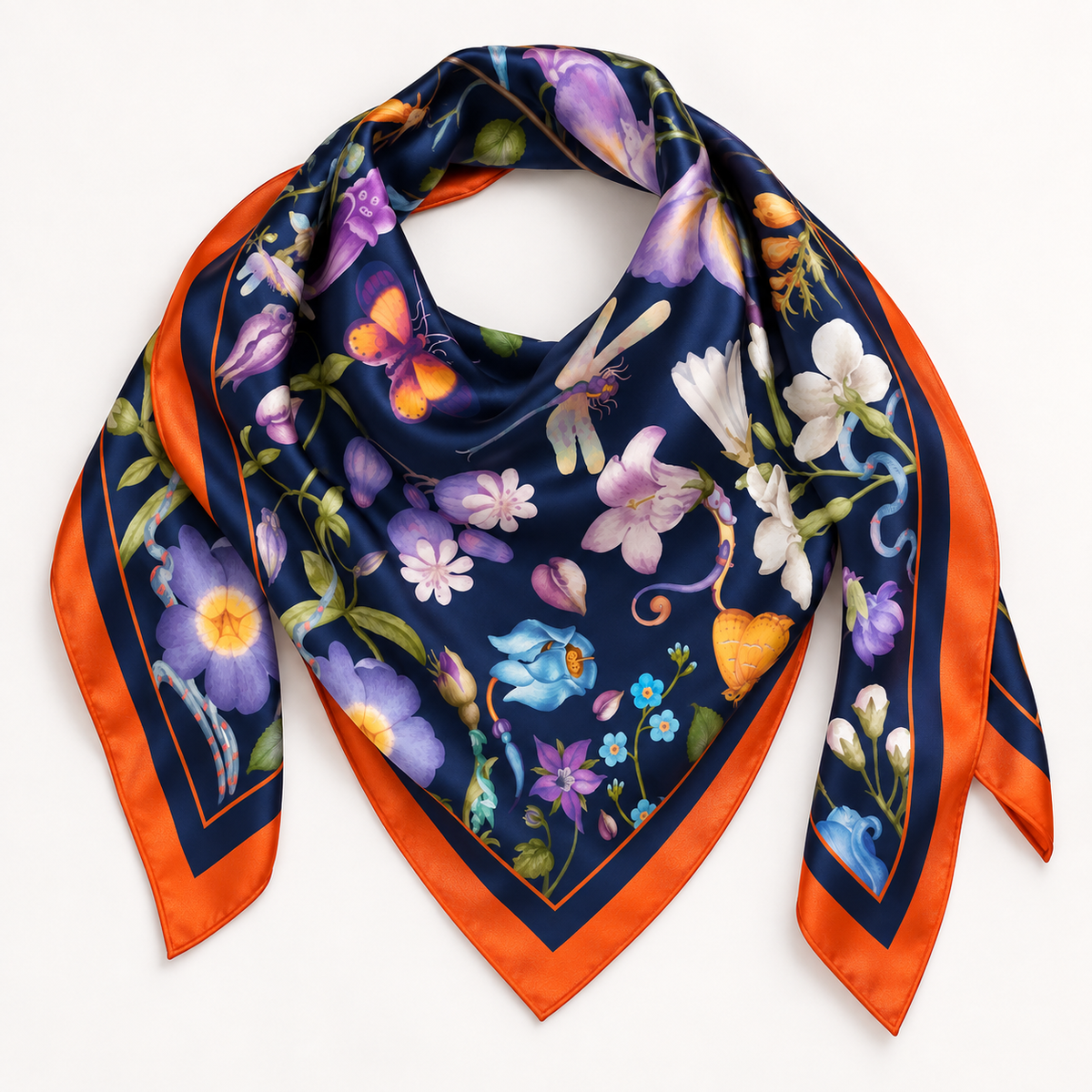 Midnight Garden Satin Scarf