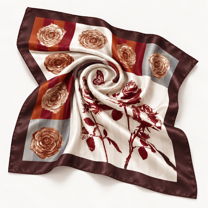 Vintage Rose Satin Scarf